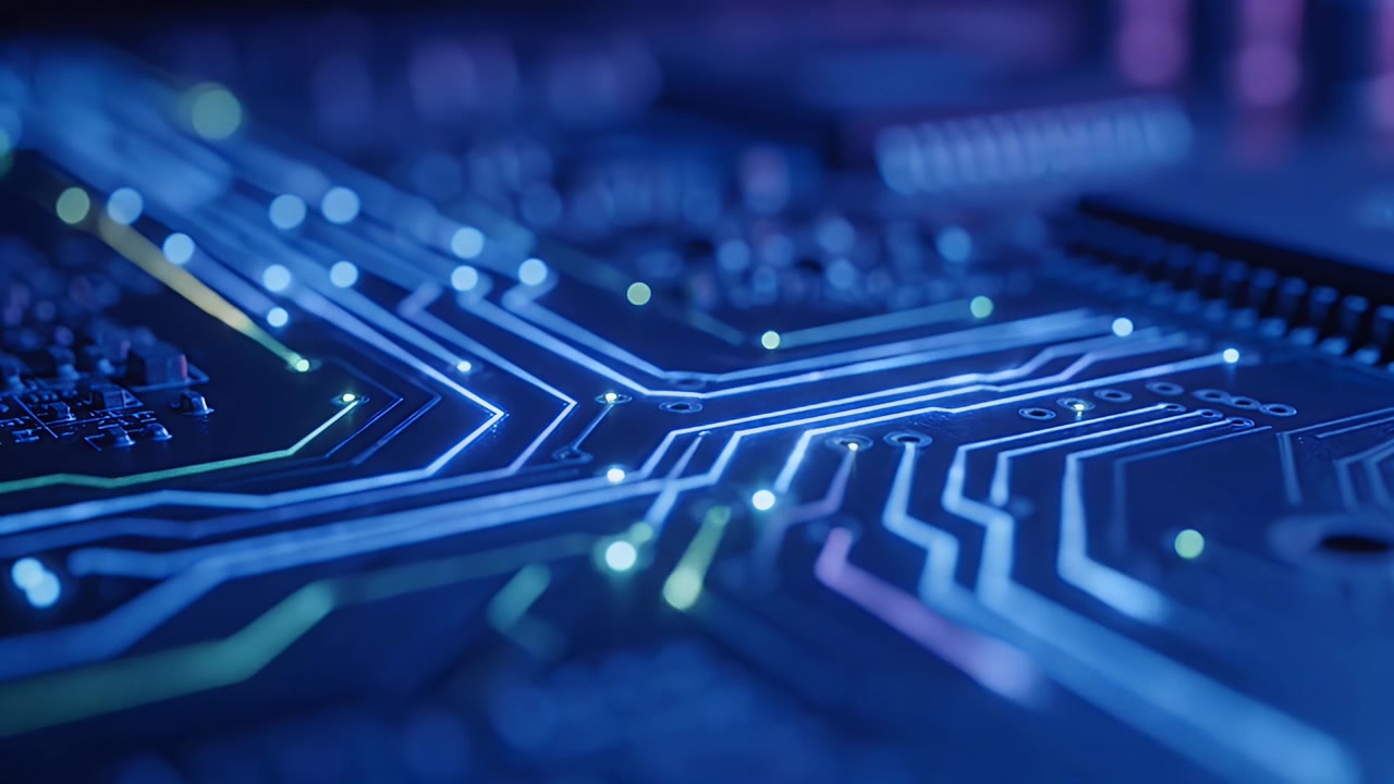 Data Flowing Through Electronic Circuit Board