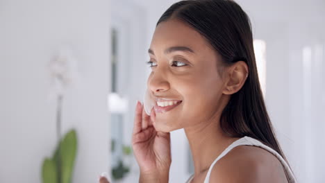 Woman,-tone-face-and-skincare-in-bathroom