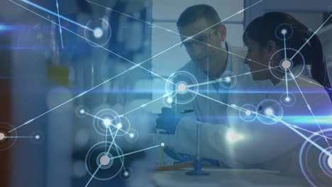 animation of network of connections over diverse doctors talking