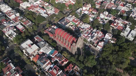 aerial view san augustin church, in the heart of polanco, mexico city