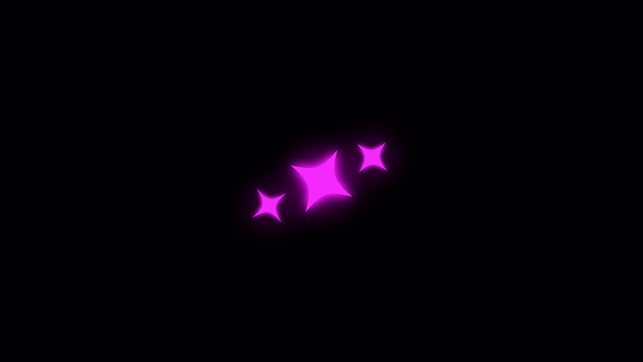 Pink Glowing Stars Sparkle on Black Background