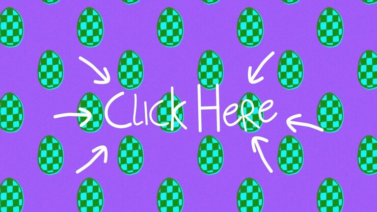 On load Click Here graphic wobbling, arrows nudging, green checked ovals shifting to draw attention