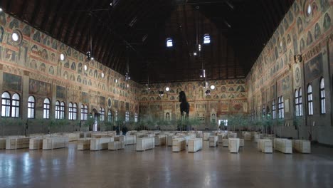 interior view of ragione palace in padua, italy with yoko ono exhibition