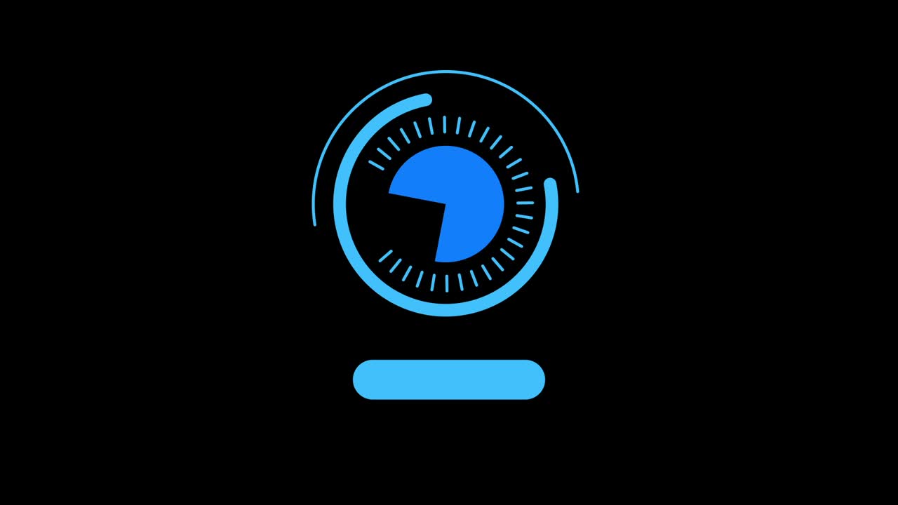 Loading Interface After Effect Animation Template with gauge dial indicator, progress bar on black background