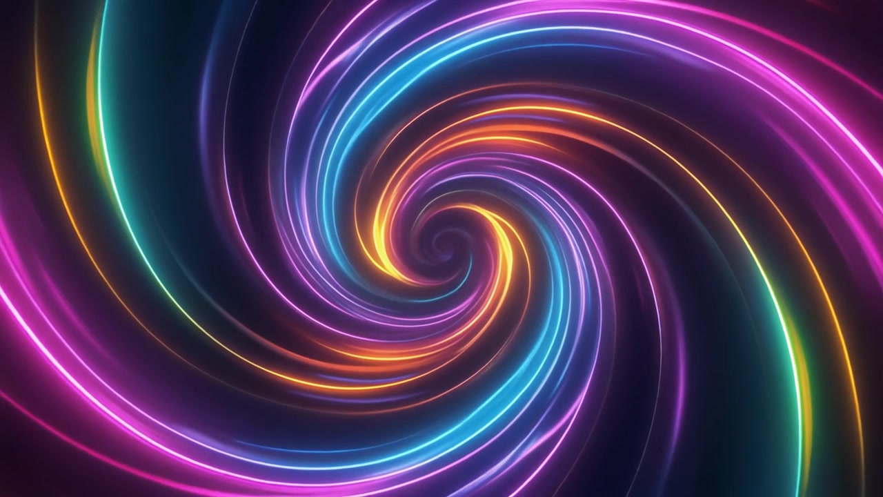 Tunnel a spirale neon astratto con scie luminose