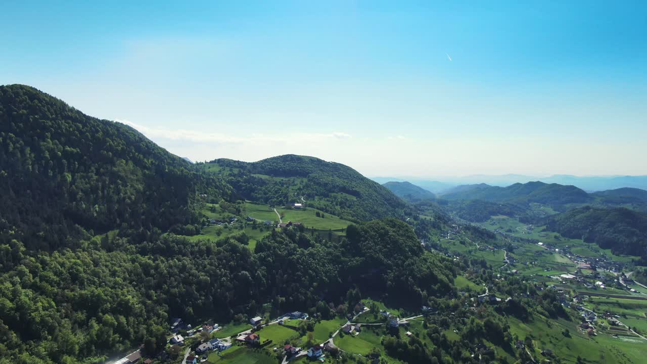 Sun shines on the beautiful mountains. Stunning mountainous landscape. Slovenia