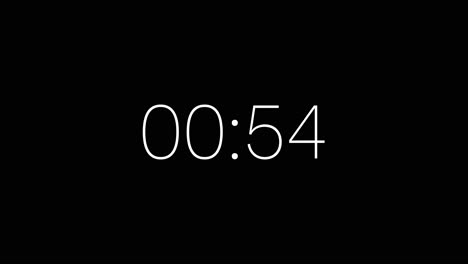 one minute countdown on novecento sans thin typography in black and white