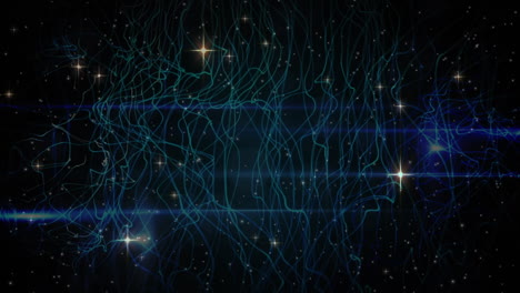 animation of stars over blue lines moving