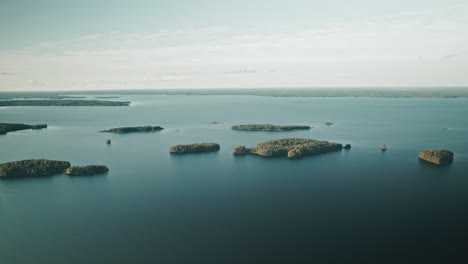 Aerial,-Drone,-small-islands,-lake,-Finland