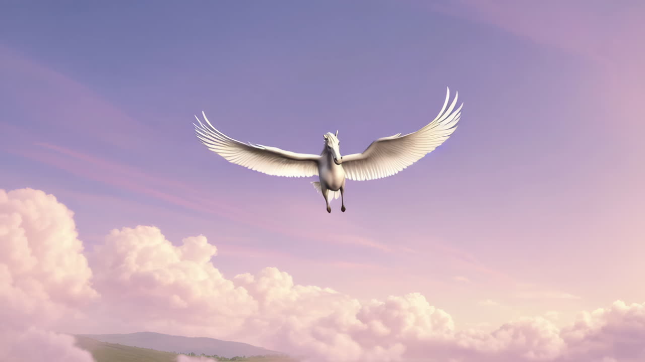 Pegasus Flying in a Dreamy Sky