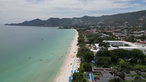 aerial shot of beach and coastal city