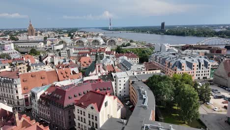 rooftop view over the city of riga, latvia