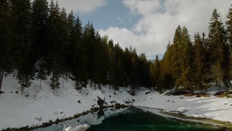 Revealing-shot-of-Lake-Cauma-starting-from-the-forest-near-it