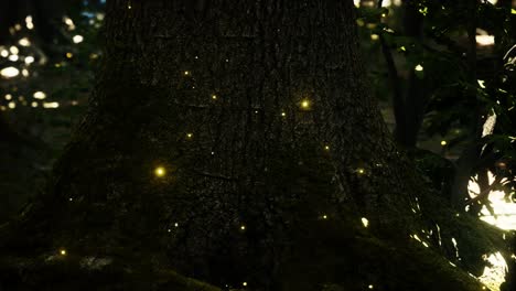 fantasy firefly lights in the magical forest