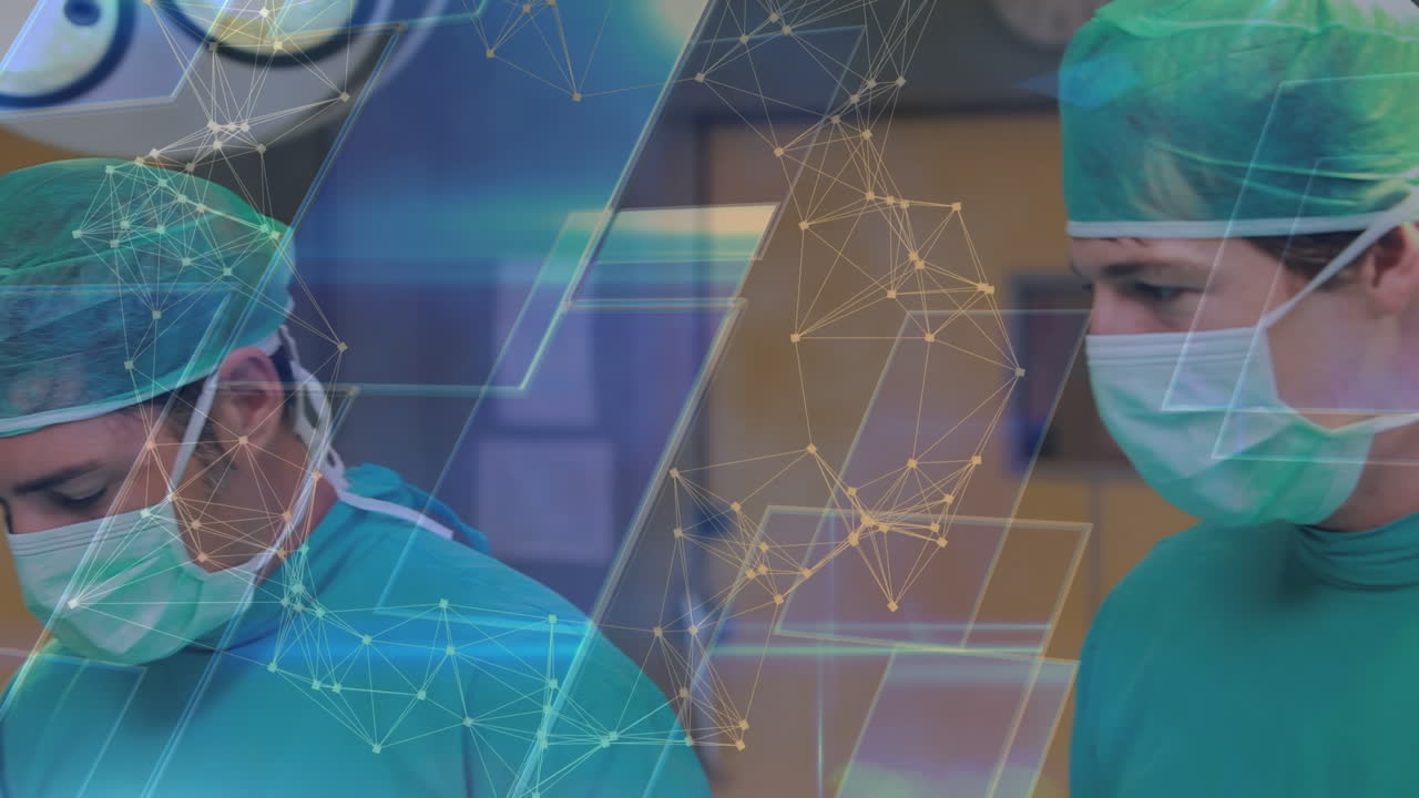 animación del procesamiento de datos sobre diversos cirujanos durante la cirugía