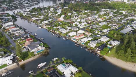 panoramic view of suburban canal and river