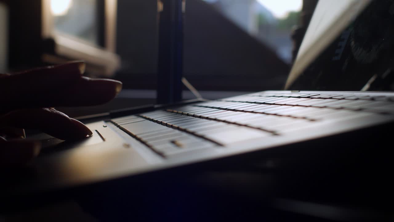 Close up shot of using touchpad