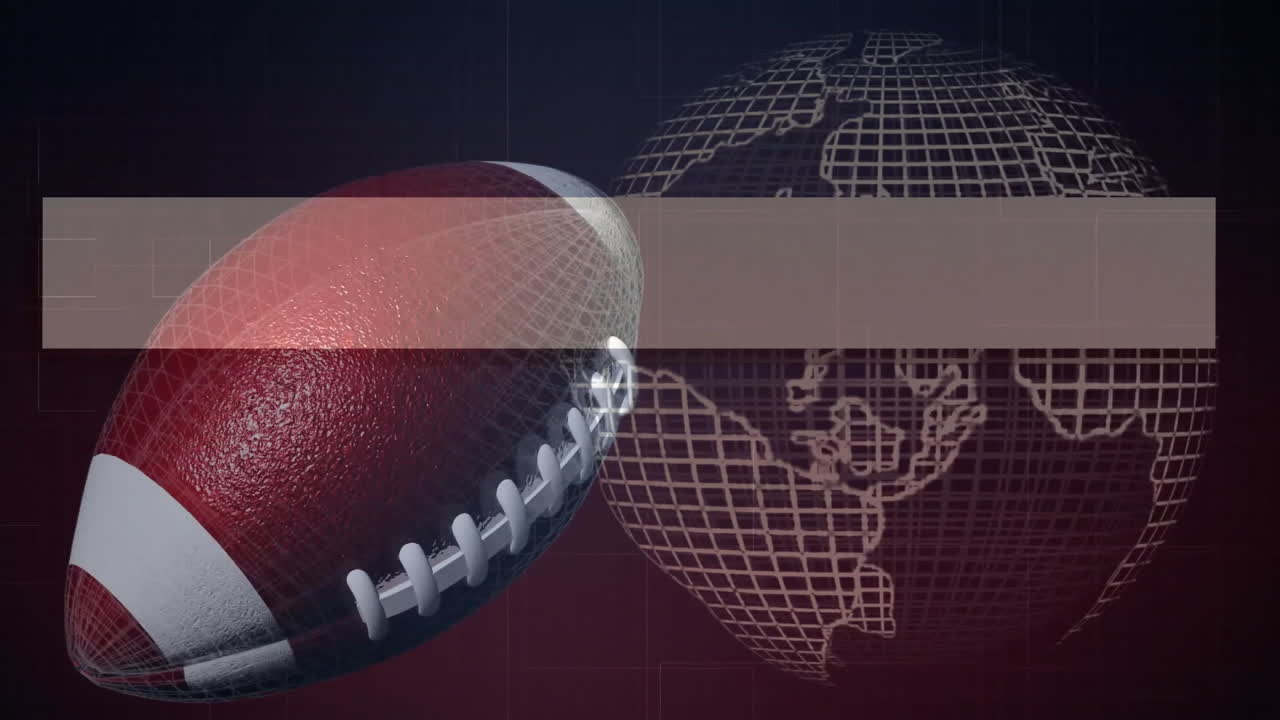 Animazione di football americano e globo con griglia