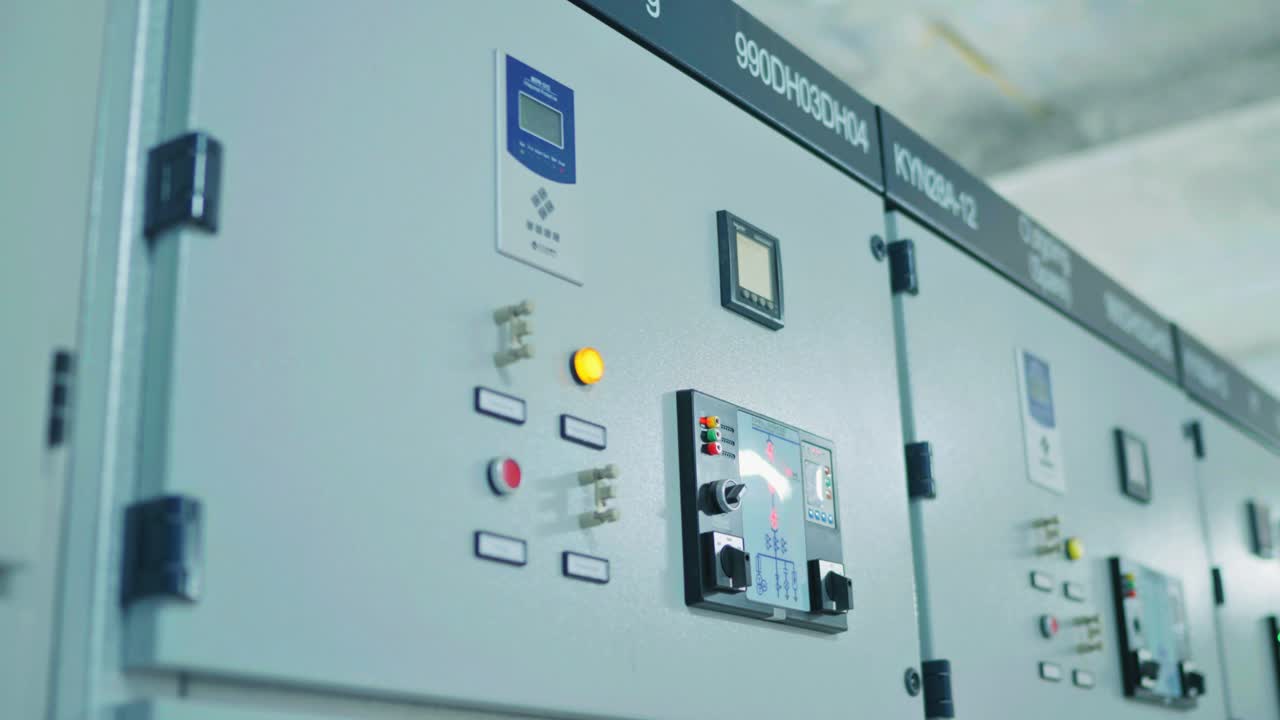 Closeup shot of electronic machines inside a factory