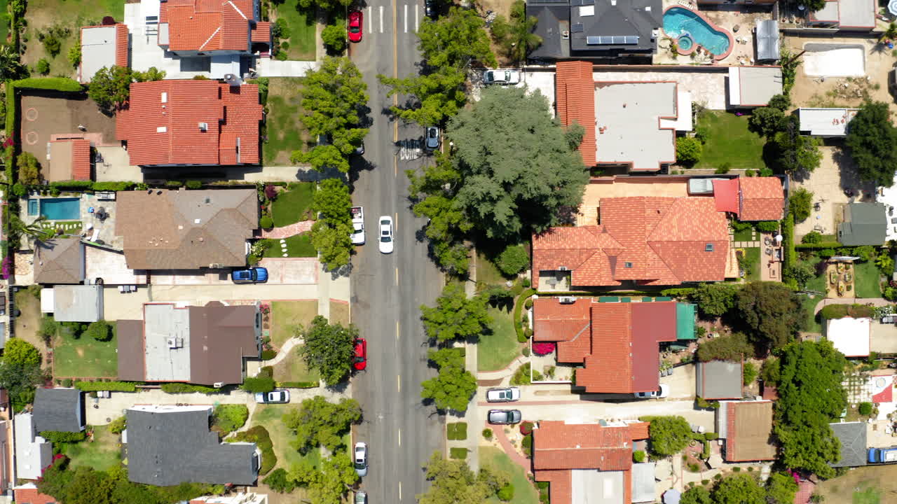 Aerial View of a Residential Neighborhood with Houses and Streets