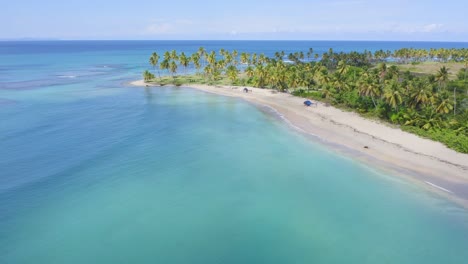 Turquoise-Blue-Water-Of-Sea-By-Playa-Costa-Esmeralda-In-Miches,-Dominican-Republic