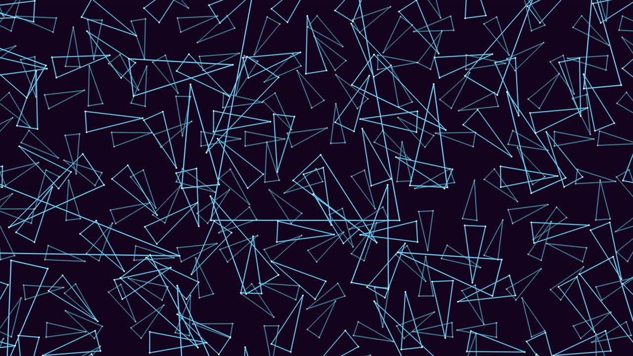 Dynamic abstract of glowing blue polygonal lines forming a chaotic network on a dark background, ideal as a modern tech backdrop for presentations, motion graphics and digital interfaces