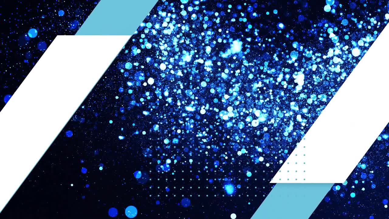 배경에 빛나는 파란색 반점 위에 파란색과  ⁇ 색 선과 점의 애니메이션