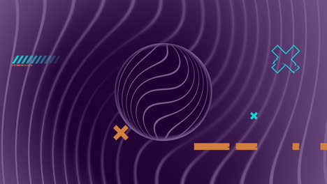 animación de círculo púrpura y líneas con formas parpadeantes