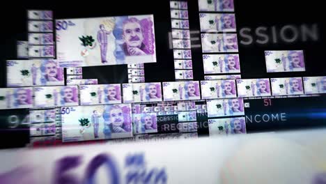 billetes de dinero de peso colombiano vuelo en bucle sin problemas
