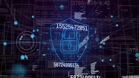animation of lock and shield with changing numbers over hud interface screens