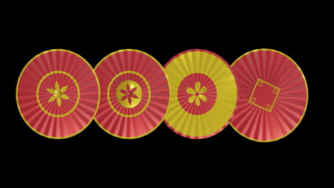 animation of chinese red and gold pattern on black background