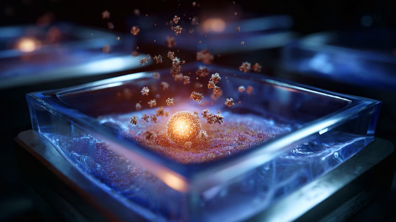 A Captivating Display of Light and Particles: The Transformation of Orbs Surrounded by a Vibrant, Ethereal Glow in an Enigmatic Fluid Environment