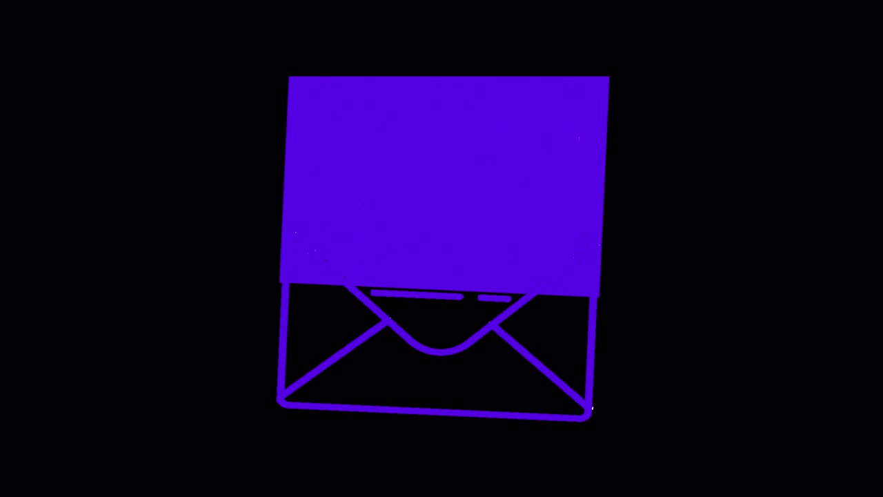 Icona email animata con lettera che rivela il testo.