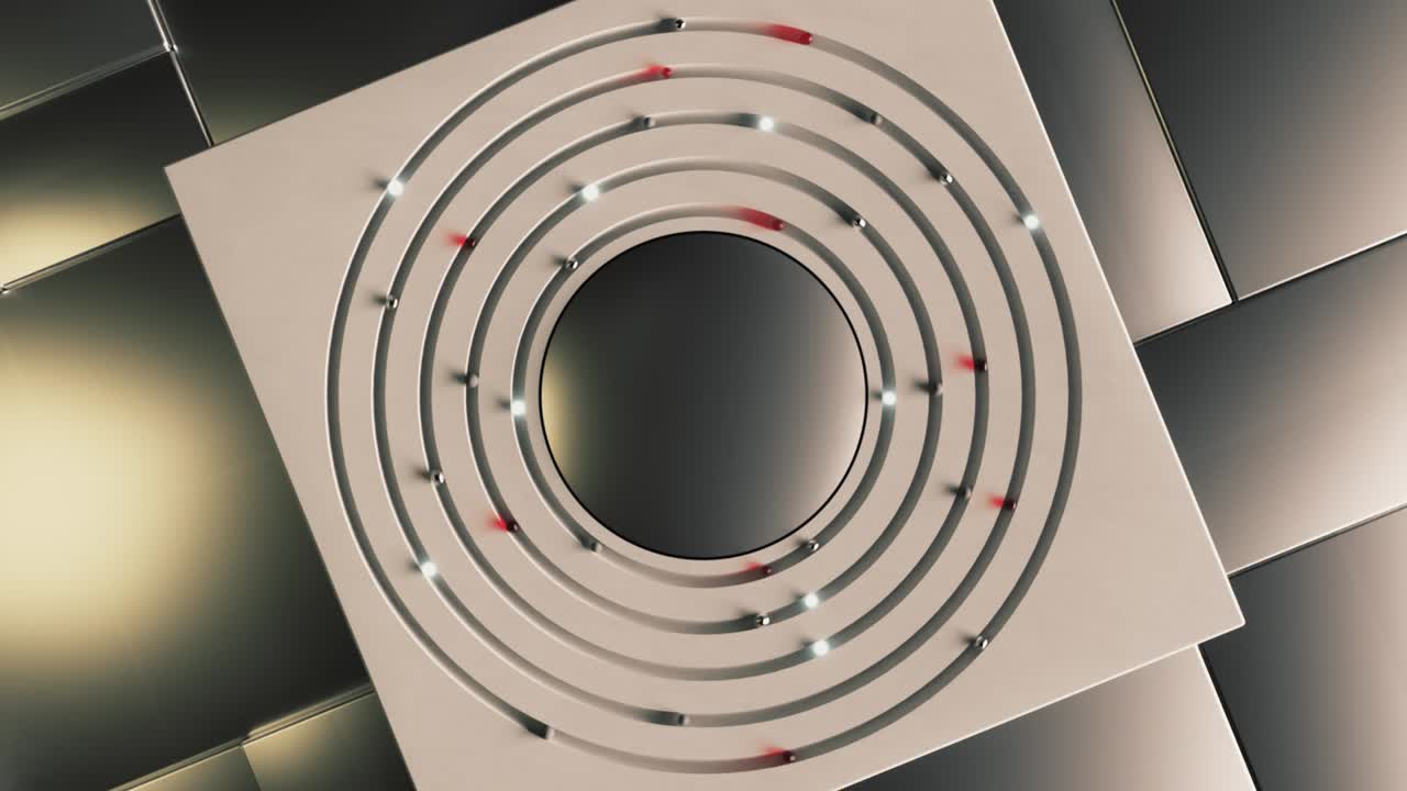 추상적인 비즈니스 배경: 다른 영역이 중앙에서 원으로 움직입니다. 기술 개념: 3d 애니메이션.