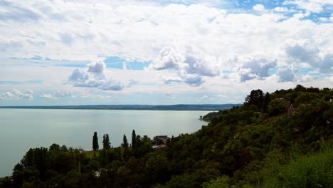 stunning timelapse video from hungary, tihany, with the view of the southern shore of lake balaton and the hillside of the peninsula