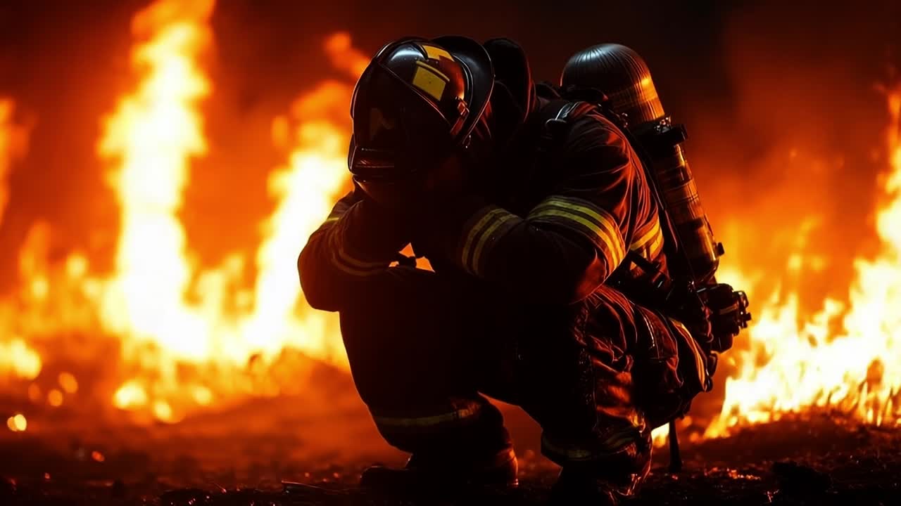 Firefighter at the Scene of a Blaze