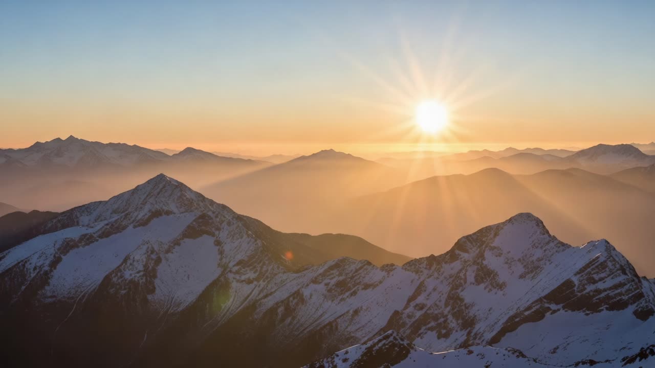 Stunning Mountain Sunrise and Sunset Views Captured in Two Frames, Showcasing Nature's Beauty with Layered Peaks Illuminated by Vibrant Colors