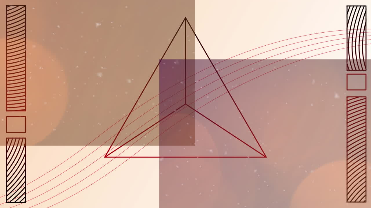 animación de formas geométricas sobre puntos que caen sobre un fondo geométrico