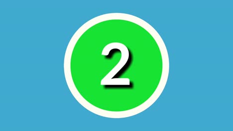 number 2 two sign symbol animation motion graphics on green circle blue background,4k cartoon video number for video elements