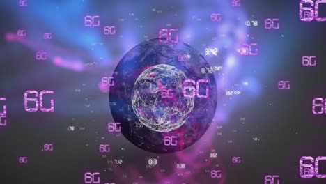 Animation-Mehrerer-6G-Textbanner-Und-Eines-Globalen-Netzwerks-Von-Verbindungen-Auf-Grauem-Hintergrund