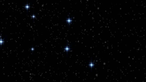 animation of red energy particles moving over twinkling white stars on black background