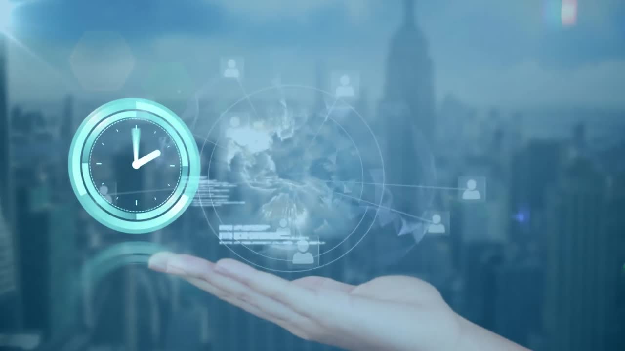 연결 네트워크와 글로브의 클럭 오버 애니메이션