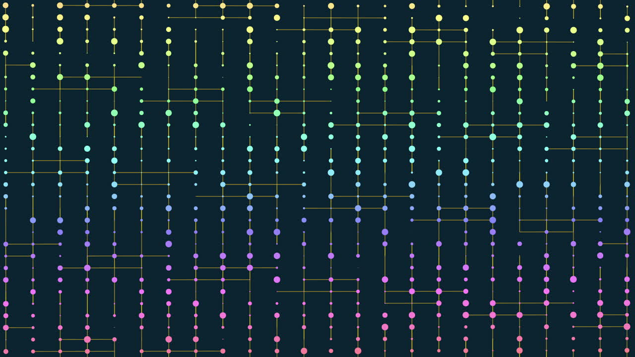 어두운 배경에 다채로운 치는 점의 대칭 격자