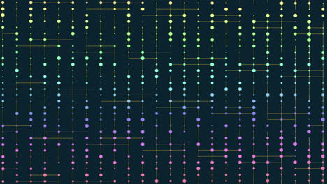 cuadrícula simétrica de puntos coloridos que se superponen sobre un fondo oscuro