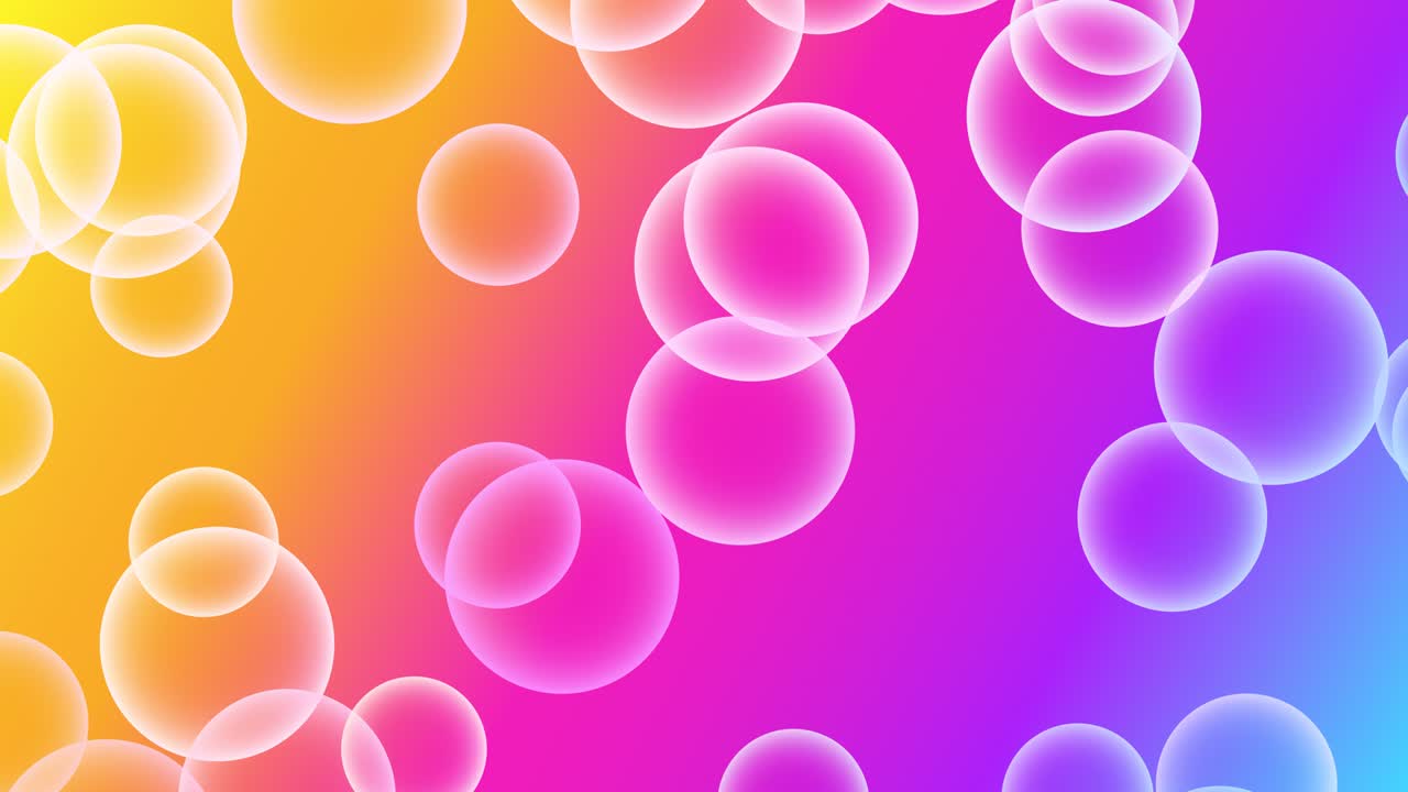 Animation of colorful soap bubbles flying up. Abstract floating shampoo or suds on light pink background. Looped live wallpaper. animated stock footage screensaver, backdrop. bright gradient