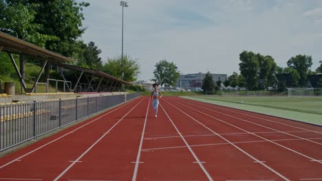 woman running on a track