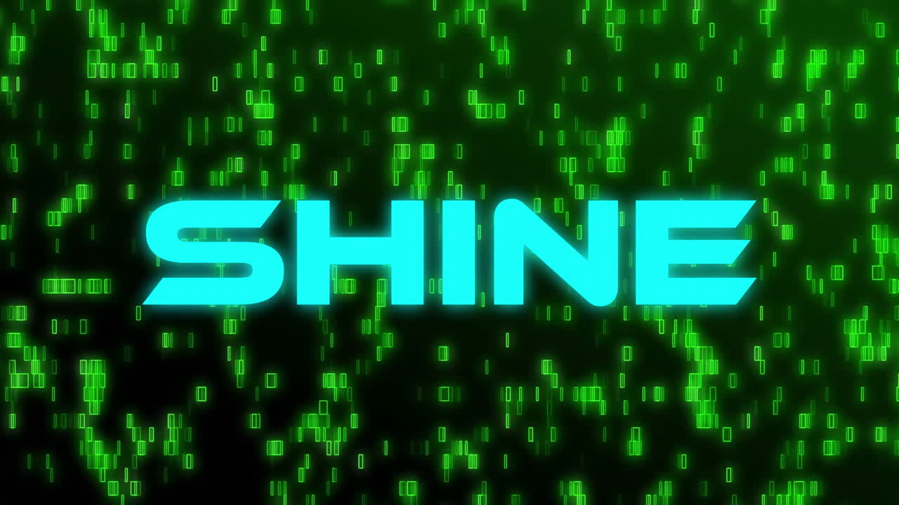 SHINE text over green binary code animation