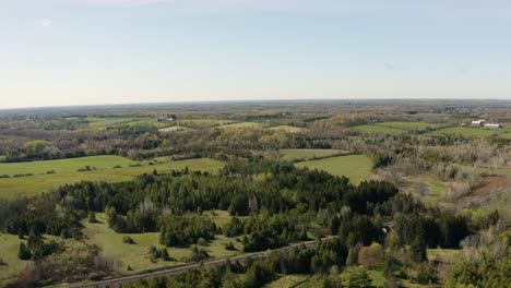 An-overhead-aerial-shot-of-the-Mountsberg-Reservoir,-which-is-located-in-Puslinch,-Ontario