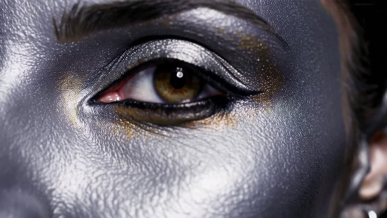 Close-up of a Woman with Creative Face Paint and Eye Makeup