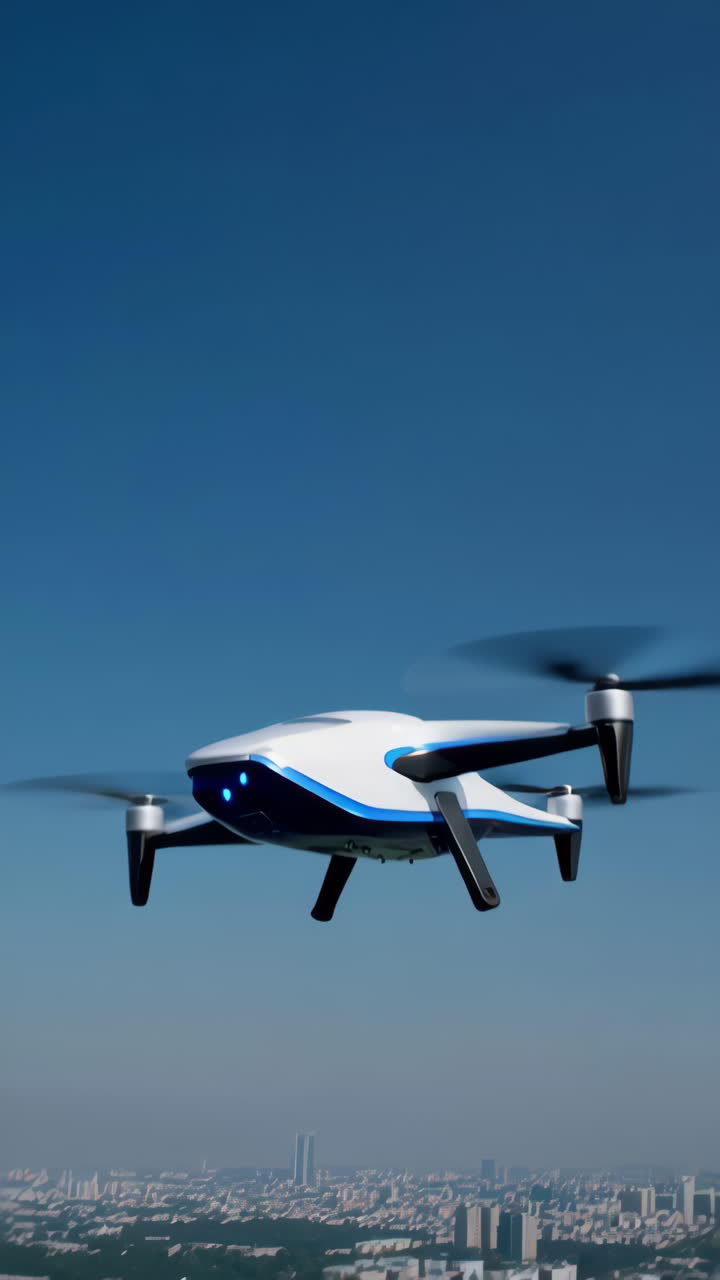 Drone Flying Over Cityscape